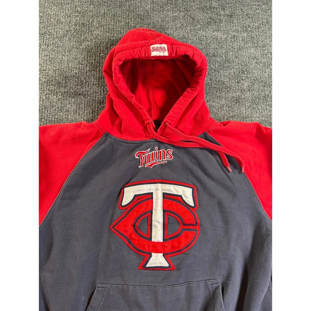 Vintage Minnesota Twins Hoodie‎ Mens Medium Navy Red MLB Embroidered Pullover